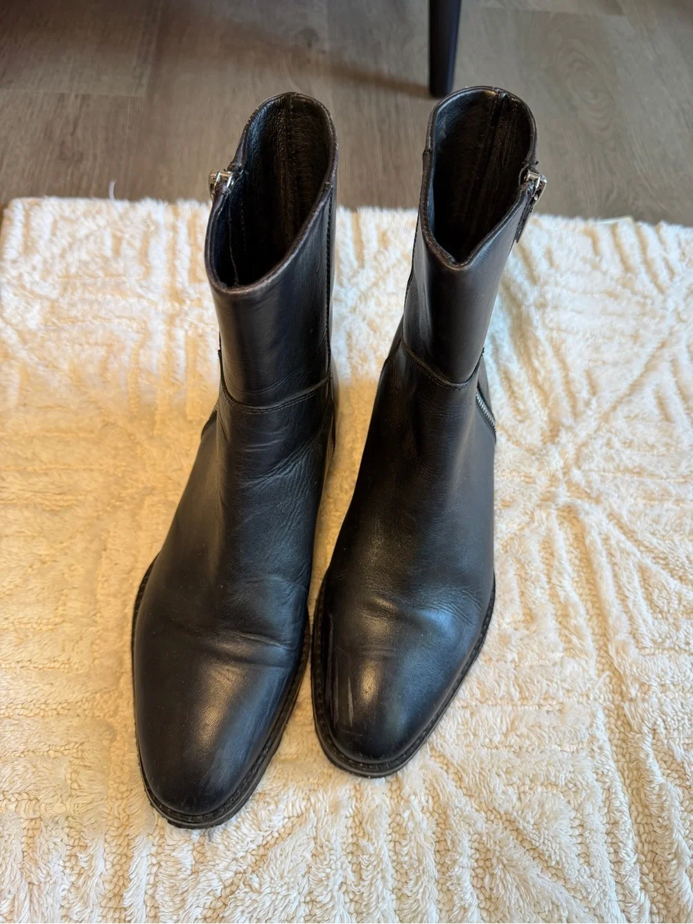 Free People Black Leather Side-Zip Ankle Boots